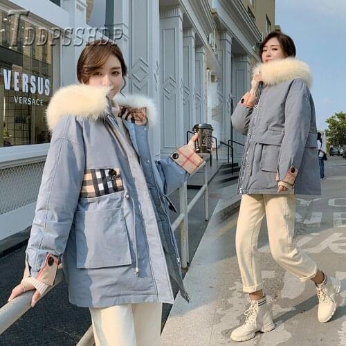 Winter Coat Thickened Parkas Female Warm Pocket Hooded Women Outerwear