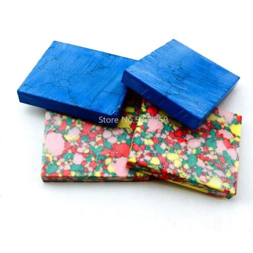 1pc Flower color Artificial Turquoise DIY knife handle material For Damascus cutting tool septum 30X30X10MM