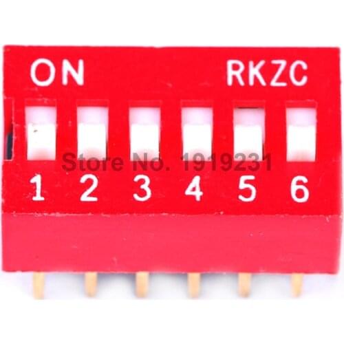 10PCS 6 Bits Dial Switch Toggle Switch Digital Switch 2.54MM DIP Red Snap Switch