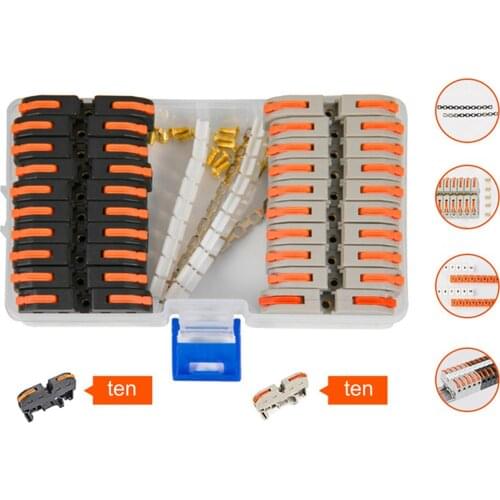 20Pcs/Set PCT-211 Safe Track Type Quick Wire Cable Connectors Compact Conductor Spring Splicing Wire Connector Terminal Blocks
