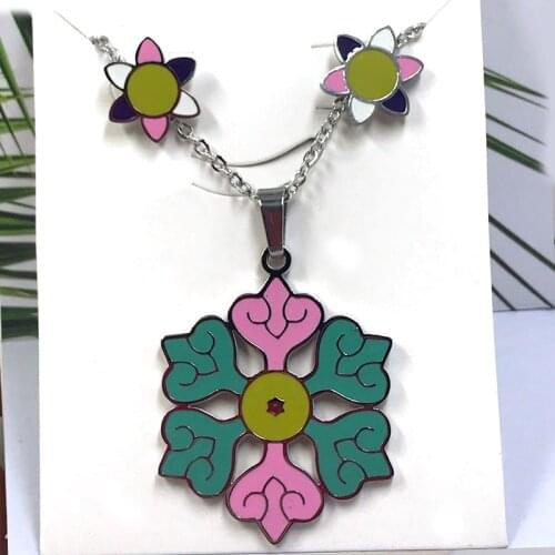 2020 new stainless steel cute jewelry set girl lady gold flower epoxy jewelry limited edition Charms accessories