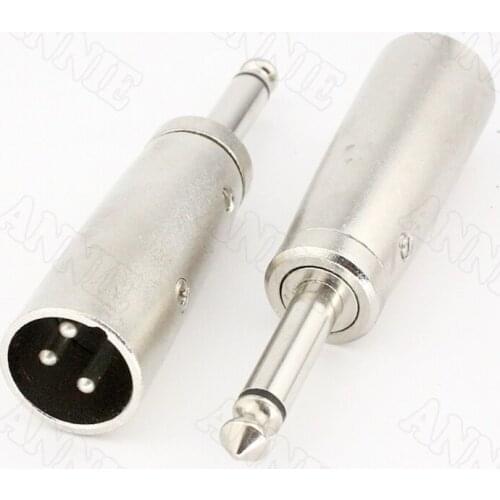 30pcs/lot J3P 3 Pin Male To 6.5 Single channel Socket 6.35 Single channel To XLR Connector TS Audio Converter