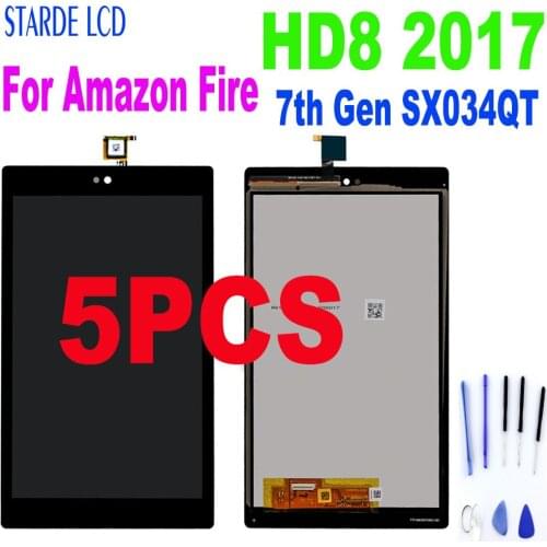 5PCS For Amazon Fire HD8 HD 8 2017 7th Gen SX034QT LCD Display Touch Screen Digitizer Assembly Replacement Or Single Touch