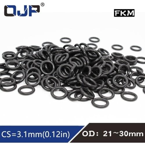 5PCS Fluorine rubber Ring Black FKM O ring Seal CS:3.1mm OD21/22/23/24/25/26/27/28/29/30mm Rubber O-Ring Seal Oil ORing Gasket