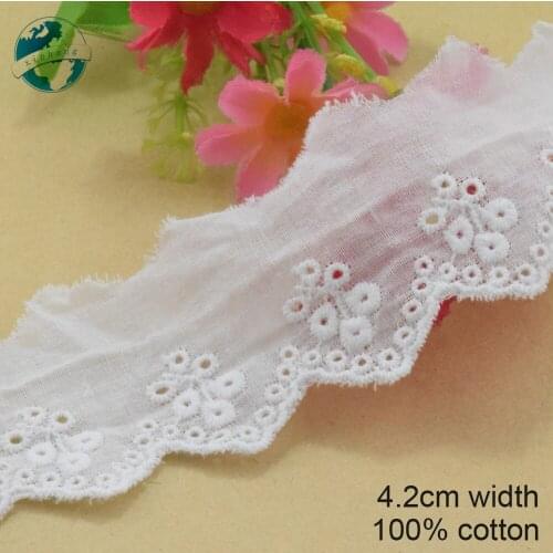 5yards 4.2cm wide 100% Cotton embroidery lace sewing ribbon guipure trim lace DIY dolls Accessories african wedding lace#3894