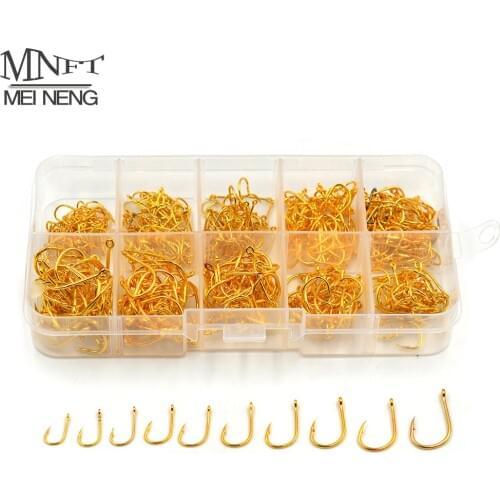 MNFT 500Pcs High Carbon Steel Fishing Hooks Mixed Size Fishhook #3~12 Box Jigging Bait Hook Black Golden Barbed With Hole hooks