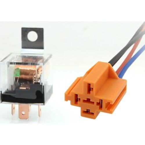 Car Relay 12V/24V 4pin 5pin 80A High-power Waterproof Relays Headlamp Fan Air Conditioner Transparent with Light with Socket