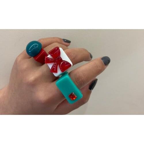 Butterfly Resin Rings for Women Chunky Ring Matching Anillo Aesthetic Bague Femme Love Couple Ring Heart Ringen Gifts