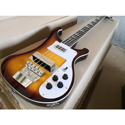 Free shipping 4 string bass guitar, irregular 400 bass,black body basswood , pickup iron cover,white binding