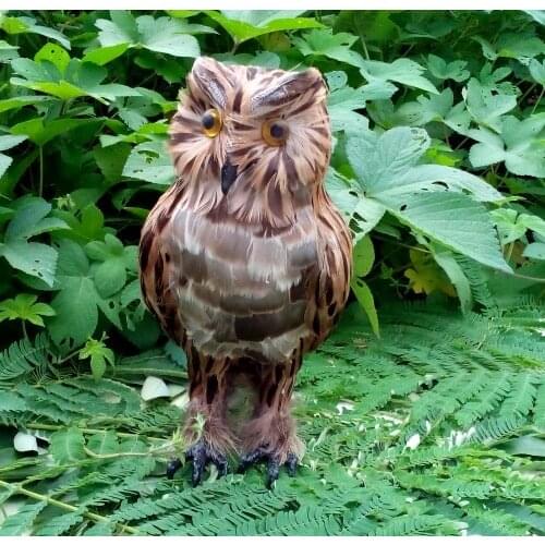 Large owl about 28x13x14 cm hard model,polyethylene& brown feathers owl bird,prop.decoration toy 1172