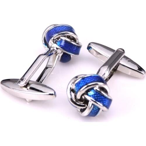 C-MAN Jewelry shirt cufflinks for mens Brand blue knot cuff buttons cuff links High Quality abotoaduras Free Shipping