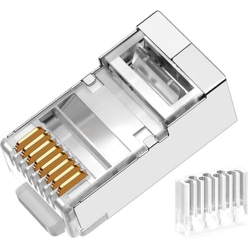 Cat6a RJ45 Ethernet Connector Network RJ 45 8P8C Cat 6a Modular Plugs Networking Cable Male Connector 1.0mm Pin Holes