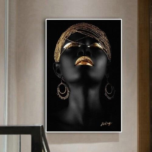Black African Nude Contemplator Woman Oil Painting on Canvas Posters and Prints Wall Art Picture for Living Room(No Frame)