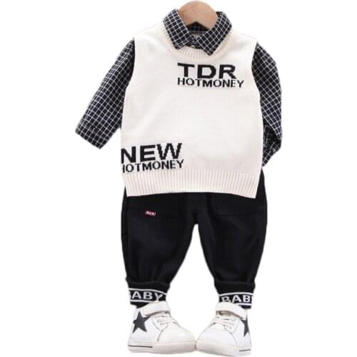 New Spring Autumn Baby Clothes Suit Children Boys Cotton Casual Vest Shirt Pants 3Pcs/Set Toddler Fashion Costume Kids Tracksuit