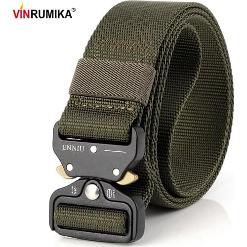 Europe Tactical Gear Heavy Duty Military Combat Belt Men SWAT Knock Off Soldier Army Belt Casual Metal Buckle Belt Width 3.8 cm