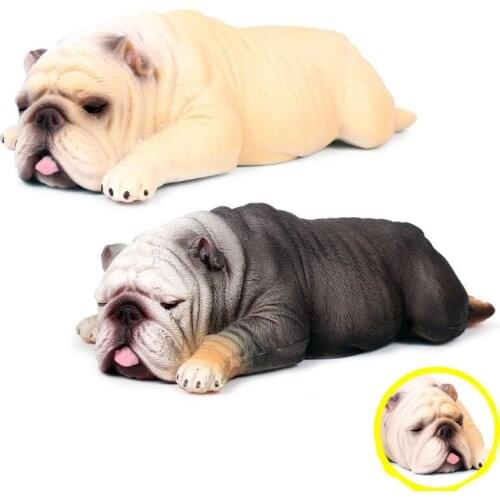 Original Wild Animals World Large dozing Bulldog Model Action Figurines Miniature Collection Toy For Kids