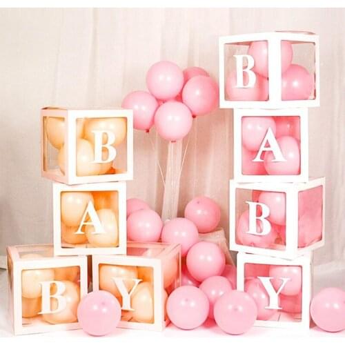A-Z Letter Balloon Box Transparent Name Globo Box Happy Birthday Wedding Decor Baby Shower Bride-to-be Party Balloons Accessory