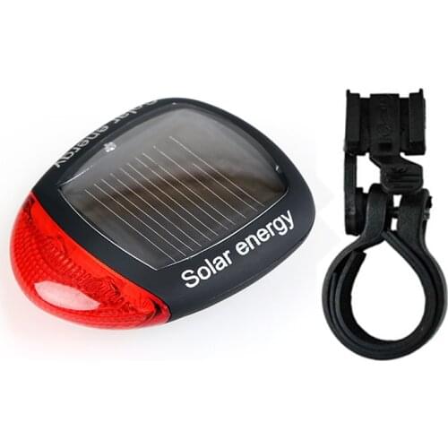 WasaFire Solar Power 2 LEDs Bike Rear Light Bicycle Night Cycling Safety Warning Lamp Bike Accessories+Adjustable Clamp
