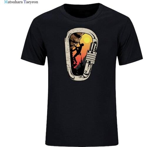 Plus Size Summer Tops T Shirt Men climbing bouldering climbing carabiner Comic Inscriptions Cotton Male Tshirt