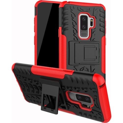 Hyun Pattern Kickstand Phone Case For Samsung Galaxy S9 Dual Layer Armor TPU+PC Case For Galaxy S9 Plus Tire Frame Support Cover