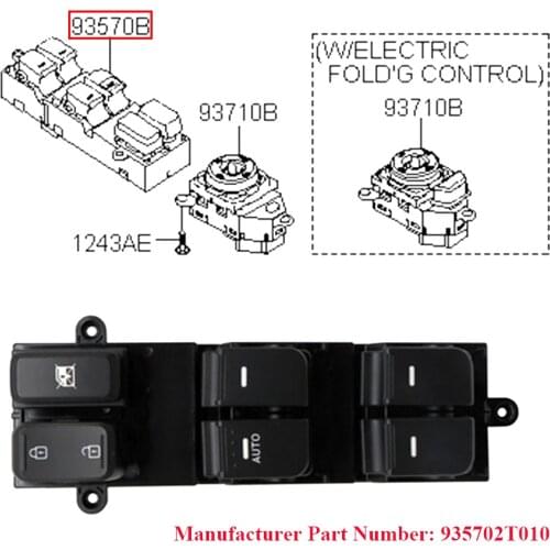 JEAZEA 93570-2T010 935702T010 16 Pin Main Power Window Master Switch Button For Kia Optima K5 2011 2012 2013