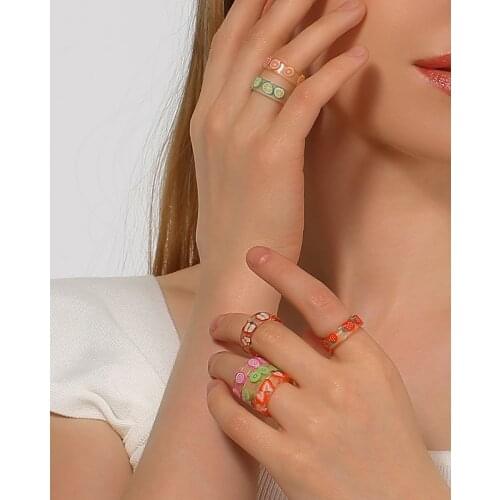 Sweet Fruit Epoxy Ring Transparent Resin Ring Party Jewelry Cute Minimalist Resin Rings For Women Romantic Wedding Party Gifts