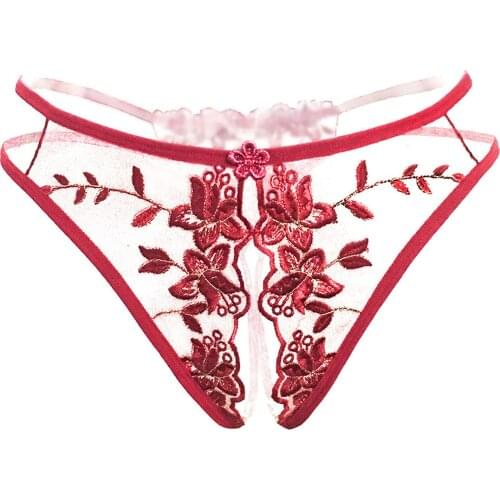 Embroidery Lace Sexy Underwear Perspective Crotchless Womens Panties Fashion Sexy Seamless G-String Thongs Female Underpanties