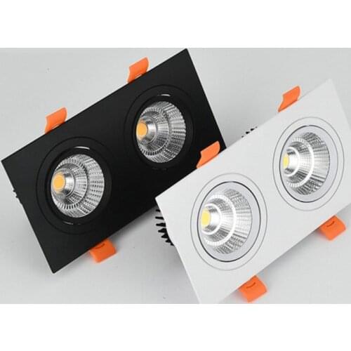 Square Bright Recessed Double LED Dimmable Square Downlight COB 14W 20W LED Spot light decoration Ceiling Lamp AC 110V 220V