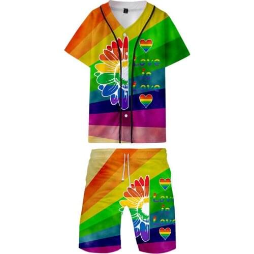 LGBT Fashion 3D Print Two Pieces Suit Men Women Outfit Rainbow Flag Lesbians Gays Harajuku Baseball T-shirts shorts Clothes