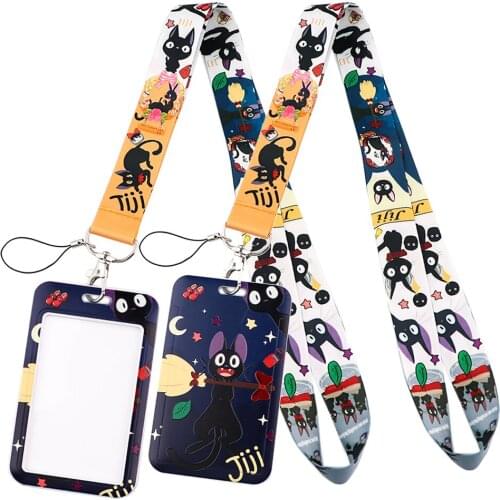 LT642 Japanese Anime Cat Key lanyard Car Keychain Personalise Office ID Card Pass Gym Mobile Phone Key Ring Badge Holder Jewelry