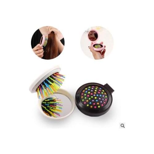 Mini Foldable Rainbow Comb Massage Flip Air Sac Mirror Maker Up Hair Care & Styling Tools Hair Accessories HA019