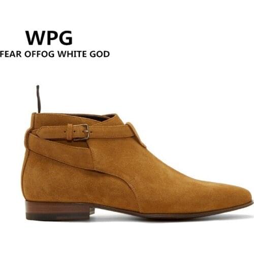 NEW style Top quality designer BLACK brown Coat of paint men shoes luxury brand Chelsea mens western motorcycle boots shoes