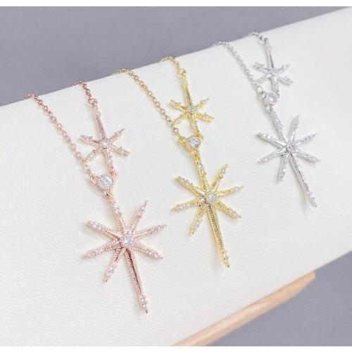 BOTU 2021 New Starfish Shape Pendant Necklace Micro Inlaid Zircon Star Necklace Female Fashion Exquisite Jewelry for Women