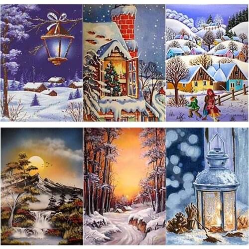 New 5D DIY Diamond Painting Scenery Cross Stitch Snow Scene Diamond Embroidery Full Square Round Drill Crafts Home Decor Gift