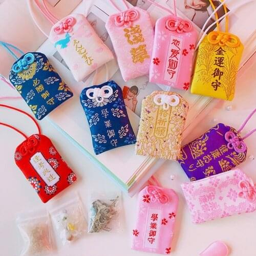 New Omamori Pray Fortune Beauty Health Safe Transparent Wealth Bag Guard Talisman Su embroidery Pendant Keychain Couple Gift