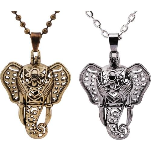 New Elephant Perfume Locket Necklace Aromatherapy Essential Oil Diffuser Pendant Chime Music Ball For Women Trend Jewelry Gift