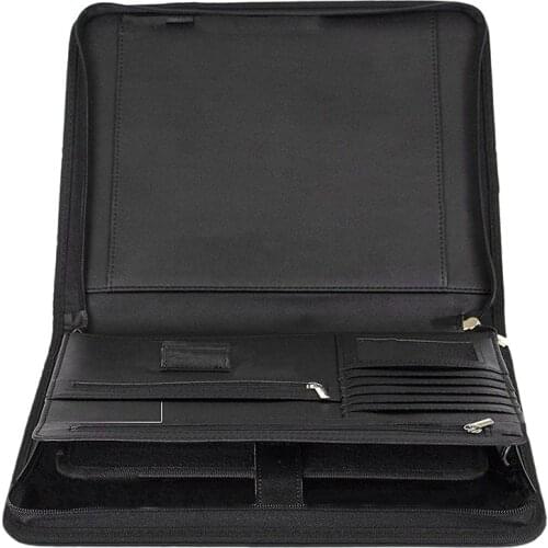 Vegan Leather Folder Zippered Closure Portfolio for Business IPad/Table and Card Interview Resume Binder