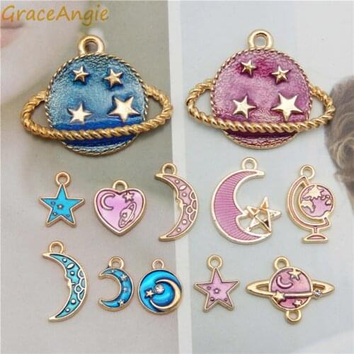 12pcs/pack Mixed Sun, Moon & Stars floating charms Tone Charm Pendants Alloy Metal Enamel Charms For DIY Earrings Jewelry Making