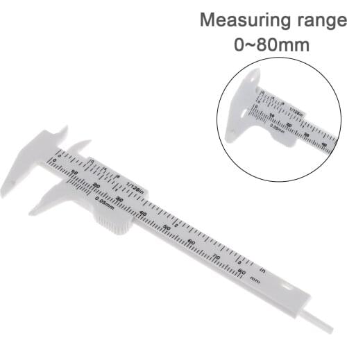 0-80mm Double Scale White Plastic Vernier Caliper with Orange Mini Measurement Tool for Students Antique Measurement