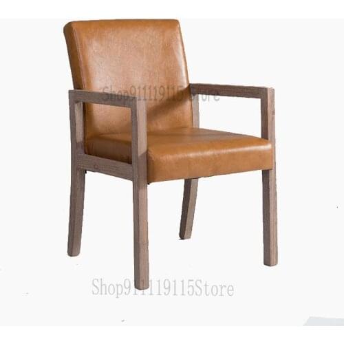 Assembly Of Modern Simple Retro Made Solid Wood Armrest Hotel Dining Chair Coffee Chair Leisure Chair Home