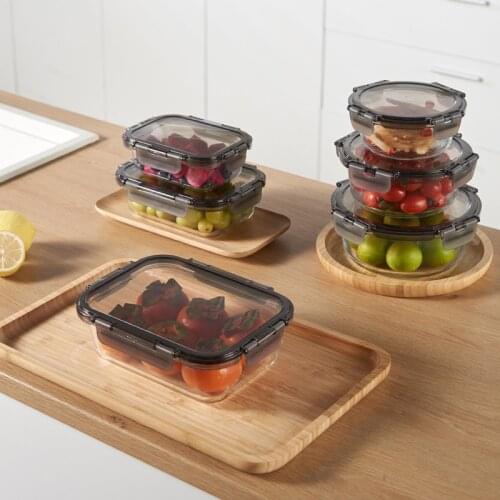 Glass crisper high borosilicate glass lunch box officer student lunch box food container microwave Food storage containers