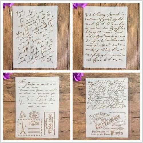 4pcs/set A4 French numbers Mandala Stencils Painting Coloring Embossing Scrapbook Album Decorative Template cake stencil