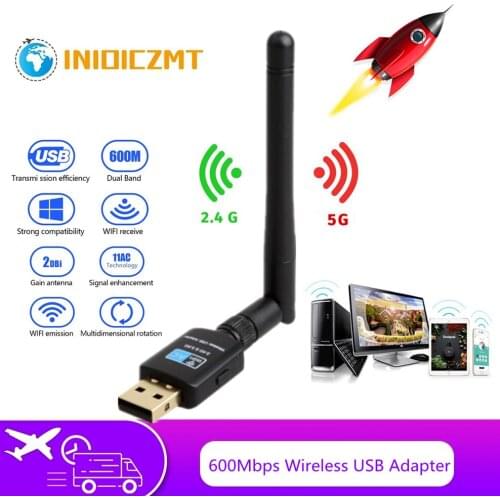 600Mbps USB Wifi adapter 5.8GHz+2.4GHz USB Wifi high-speed antenna Wifi adapter USB Wifi receiver Wireless network card