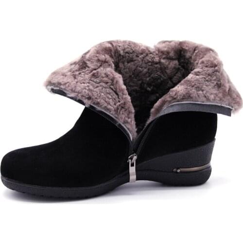 Vangull New Winter Sheep Suede Womens Shoes 2018 Wool Fur Plush Winter Boots High Quality Genuine Leather Footwear Ankle Boots