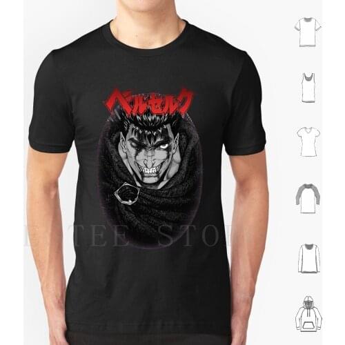 Веrsеrк : Smirk T Shirt Men Cotton 6Xl Dark Dark Fantasy Swordsman Wound Blood Teeth Grin Black Swordsman