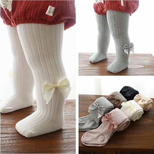 The spring and autumn Period and Childrens Tights big pp Baby Conjoined Stocking white Bowknot Knitting Girls Tights