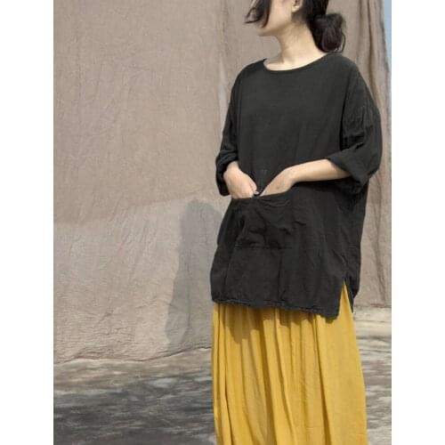 Women Cotton Linen Spring Autumn Solid Color T-shirt Tees Shirt Tops Ladies Vintage Tops Female 2020 Loose Tee Shirt