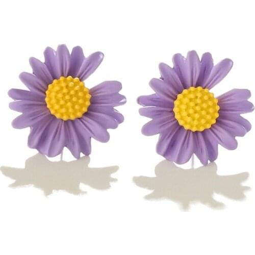 ZOSHI Cute Purple Flower Stud Earrings for Women New Year Gift Elegant Korean Style Fashion Earrings Party Jewelry