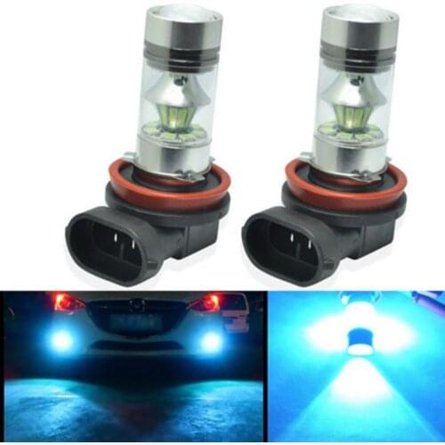 1 Pair H11 Fog Llight H8 H9 8000K 100W 20-SMD LED Projector Fog Driving Lights Ice Blue