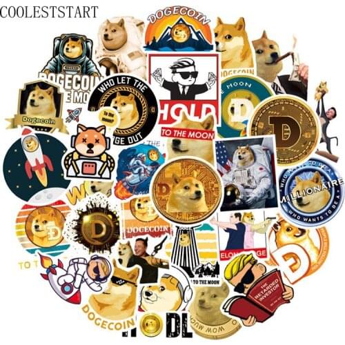 10/50Pcs/pack Virtual currency dogecoin Stickers For Kids Mobile Phone Suitcase Skateboard Motorcycle Bicycle Water Cup Laptop